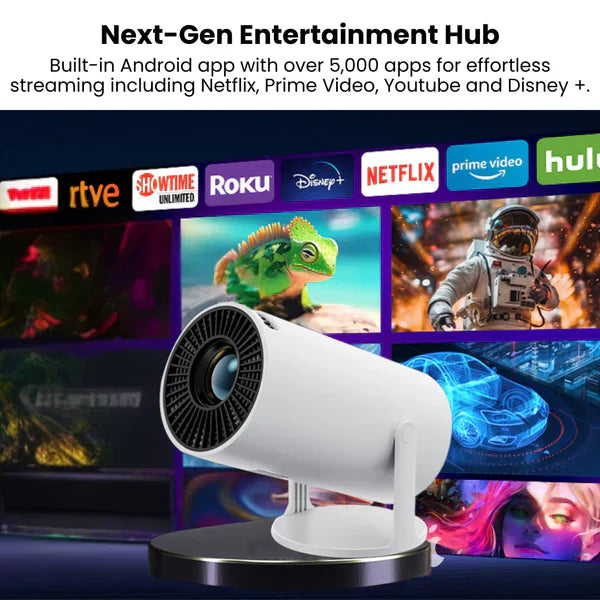 Portable Smart Projector with Built-in Apps YouTube, Netflix, Prime.